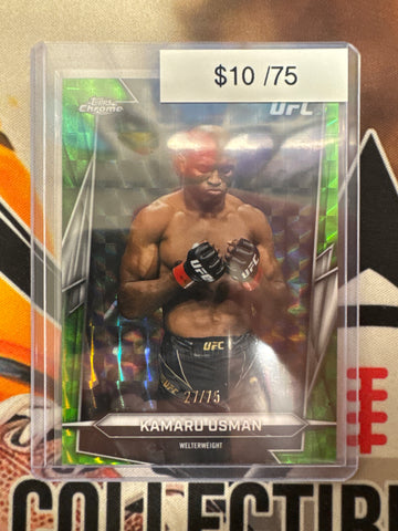 2026 Topps Chrome UFC Kamaru Usman Green Geometric Refractor /75