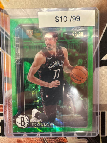 2026 Topps Chrome NBA Update Ben Saraf Green Wave Refractor /99