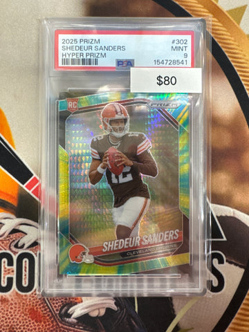 2025 Panini Prizm NFL Shedeur Sanders Rookie Hyper Prizm /200 PSA 9