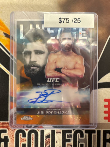 2026 Topps Chrome UFC Jiri Prochazka Chrome Lineage Autograph Orange Geometric Refractor /25