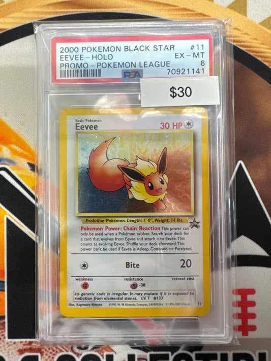 2000 Pokémon Eevee Holo Black Star Promo 11 Pokémon League PSA 6