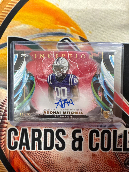 2024 Topps Inception Football Adonai Mitchell Rookie Autograph Variation Red /75