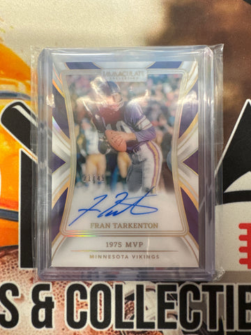 2024 Panini Immaculate Collection NFL Franchise Tarkenton 1975 MVP Autograph /49