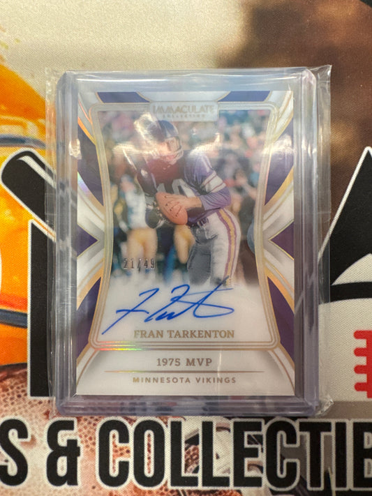 2024 Panini Immaculate Collection NFL Franchise Tarkenton 1975 MVP Autograph /49