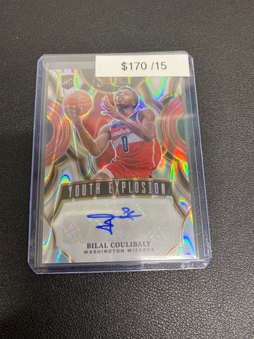 2023-24 NBA Select Bilal Coulibaly Youth Explosion Silver Wave Rookie Auto /15