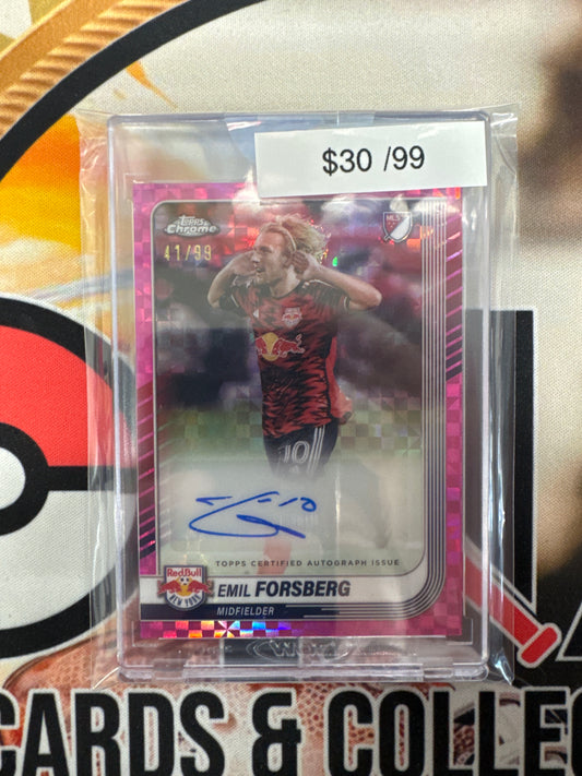 2025-26 Topps MLS Mania Emil Forsberg Pink Hyper Autograph /99