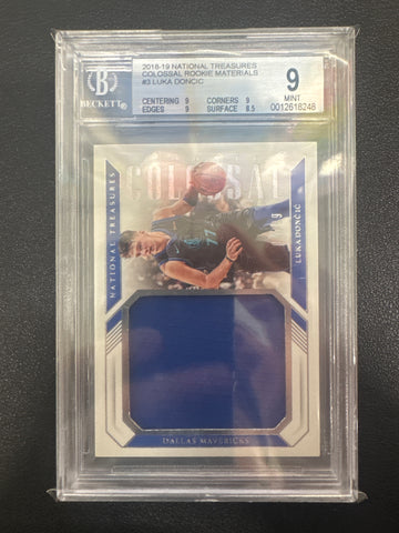 2018-19 Panini National Treasures Luka Doncic Colossal Rookie Materials /99 BGS 9