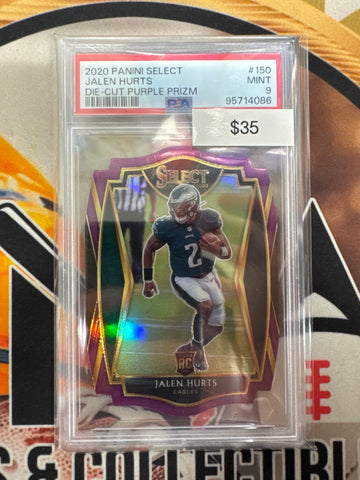 2020 Panini Select NFL Jalen Hurts Rookie Die-Cut Purple Prizm PSA 9
