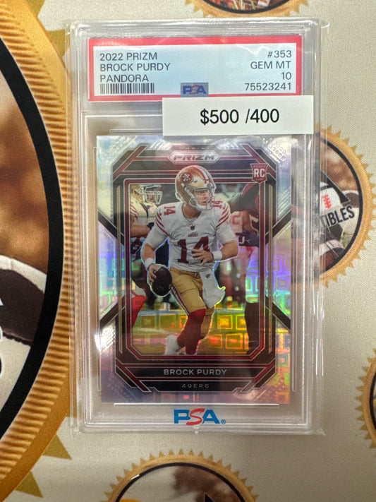 2022 Panini Prizm NFL Brock Purdy Rookie Pandora /400 PSA 10