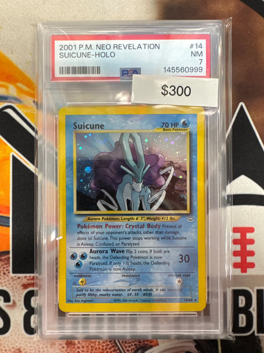 2001 Pokemon Neo Revelation Suicune Holo 14/64 PSA 7