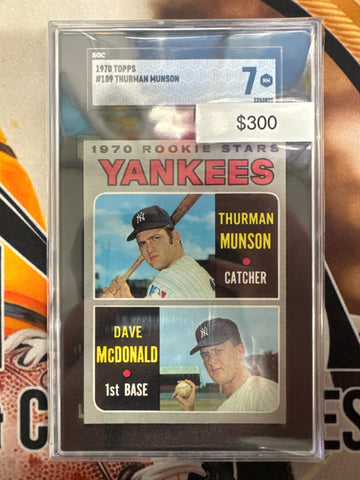 1970 Topps MLB Thurman Munson & Dace McDonald 1970 Rookie Stars Yankees SGC 7