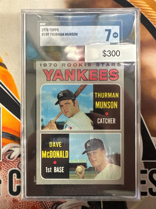 1970 Topps MLB Thurman Munson & Dace McDonald 1970 Rookie Stars Yankees SGC 7