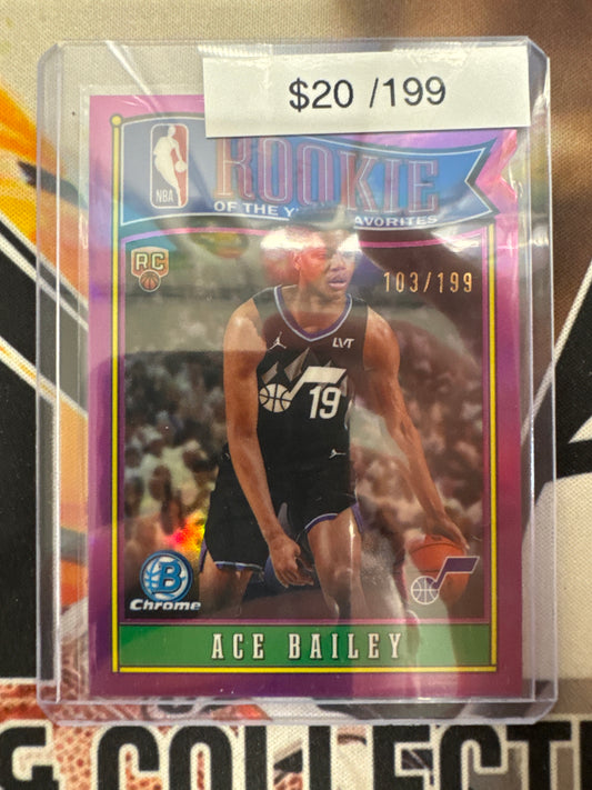 2025-26 Topps Bowman Basketball Ace Bailey Rookie Of The Year Favorites Magenta Refractor /199