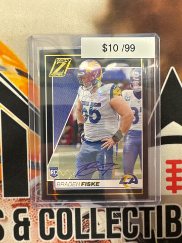2024 Panini Zenith NFL Braden Fiske Rookie Autograph Black Refractor /99