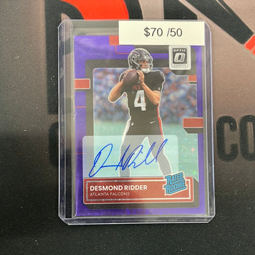 2022 NFL Desmond Ridder Optic Rated Rookie Purple Stars Auto /50