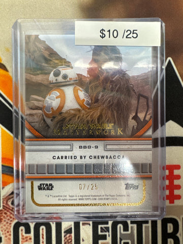 2025 Topps Star Wars Masterwork Carried By Chewbacca BB-8 Canvas Refractor /25