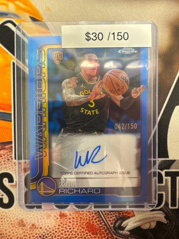 2026 Topps Chrome NBA Will Richard Rookie Autograph Blue Refractor /150