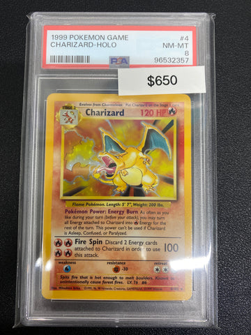 Pokémon Base Set Charizard Holo PSA 8