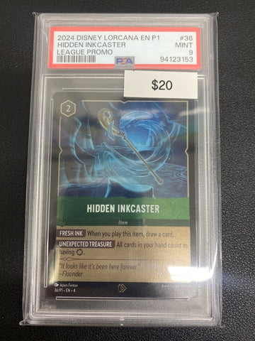 Disney Lorcana P1 League Promo Hidden Inkcaster PSA 9