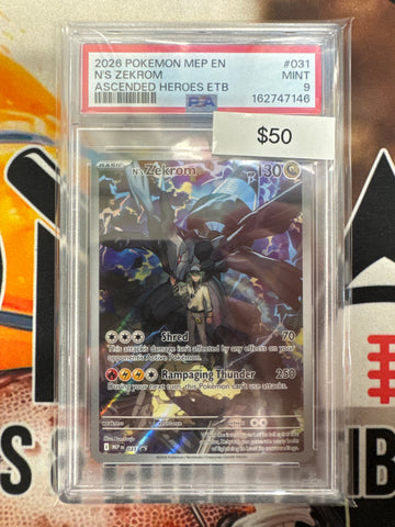 Pokemon N’s Zekrom MEP 031 Promo Ascended Heroes ETB PSA 9