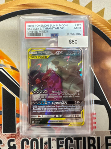 Pokémon Mega Sableye & Tyranitar GX Unified Minds Tag Team 126/236 PSA 9