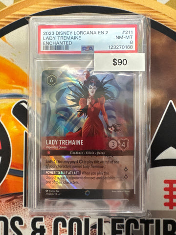 2023 Disney Lorcana English 2 Lady Tremaine Enchanted 211/204 PSA 8