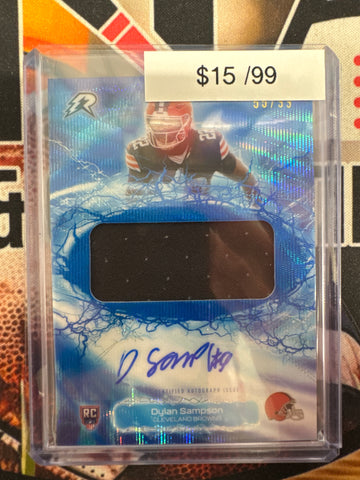 2025 Topps Resurgence NFL Dylan Sampson Radial Rookie Relic Signatures Blue Refractor /99
