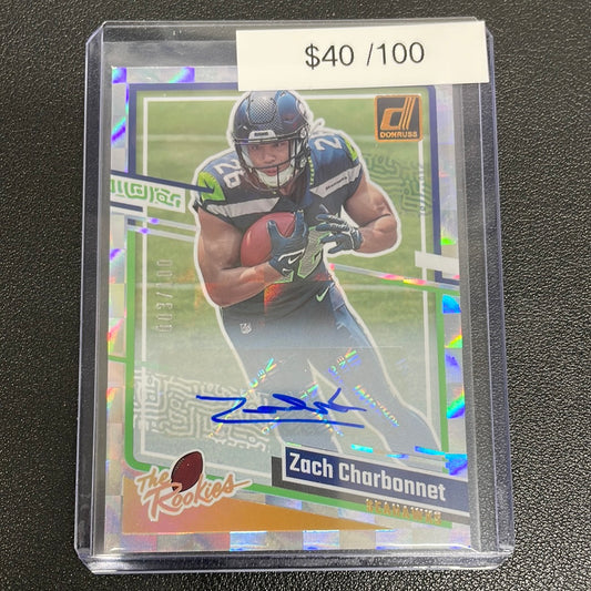 2023 Donruss Football The Rookies Zach Charbonnet Auto /100