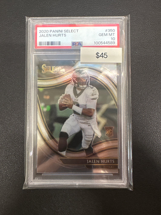 2020 Panini Select Jalen Hurts Field Level Rookie PSA 10