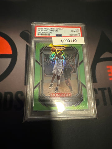 2022 Prizm Monopoly Zion Williamson Neon Green /10 PSA 10