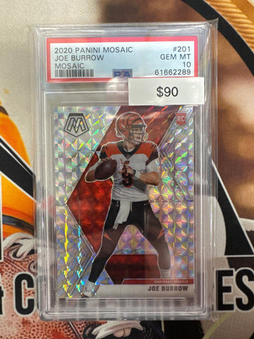 2020 Panini Mosaic NFL Joe Burrow Mosaic Rookie Silver PSA 10
