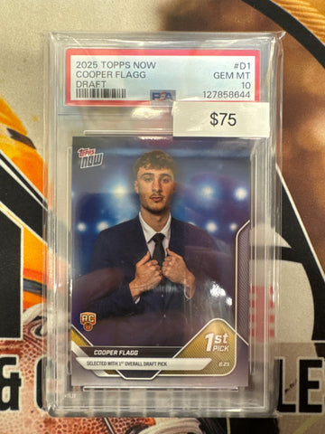 2025 Topps Now Basketball Cooper Flagg Rookie Draft 1st Pick PSA 10
