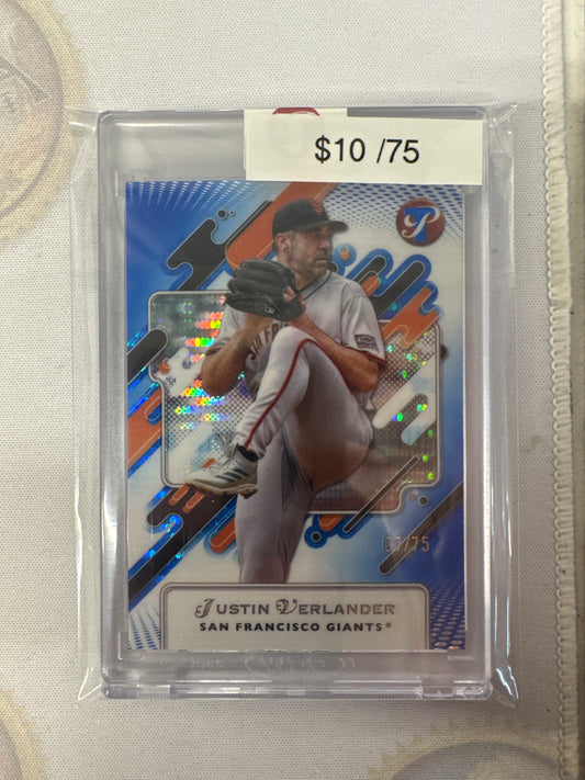 2025 Topps Pristine MLB Justin Verlander Blue Refractor /75