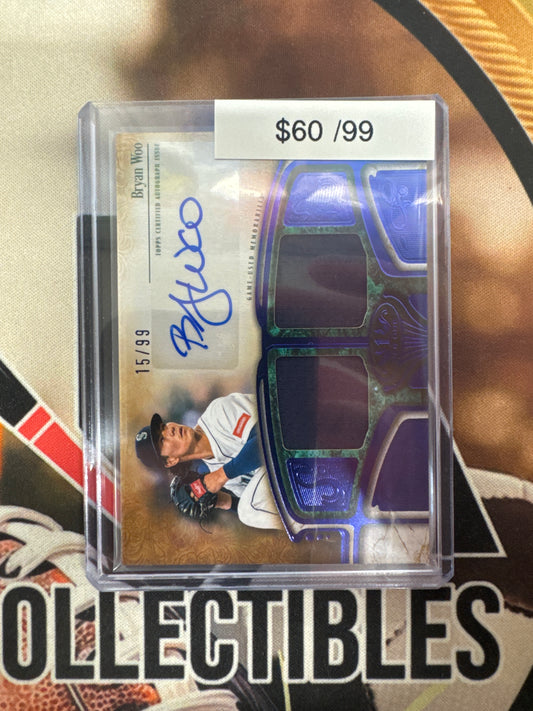 2026 Topps Tier One MLB Bryan Woo Autographed Tier One Dual Relic Blue /99
