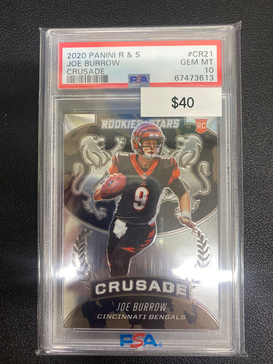 2020 Panini Rookies & Stars Joe Burrow Crusade PSA 10