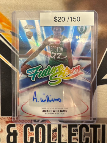 2026 Topps Chrome NBA Update Amari Williams Future Stars Autograph Blue Refractor /150