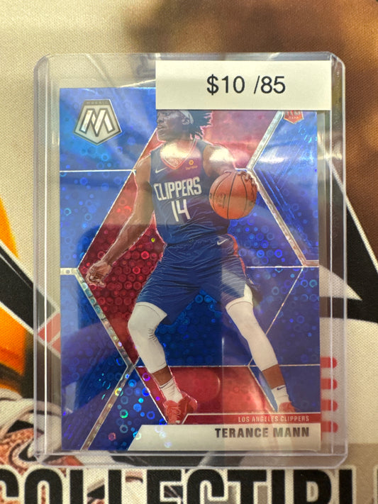 2019-20 Panini Mosaic NBA Terance Man Rookie Blue Disco Mosaic /85