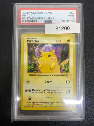 Pokémon Base Set Shadowless Red Cheeks E3 Pikachu PSA 9