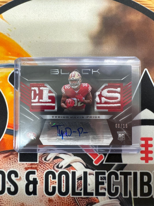 2022 Panini Black NFL Tyrion Davis-Price Rookie Dual Patch Autograph /15