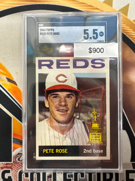 1964 Topps Baseball Pete Rose Topps 1963 All-Star Rookie SGC 5.5