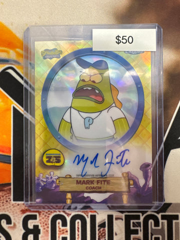 2025 Topps Chrome Spongebob Solo Autograph Mark Fite As Coach