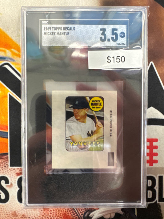 1969 Topps MLB Decals Mickey Mantle SGC 3.5