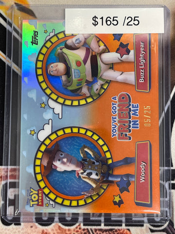 2025 Topps Pixar 30 Years Of Toy Story Woody & Buzz Lightyear You’ve Got A Friend In Me Orange /25