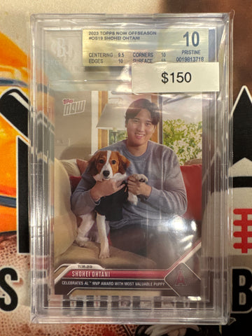 2023 Topps Now Offseason MLB Shohei Ohtani Celebrates AL MVP Award With Most Valuable Puppy BGS 10