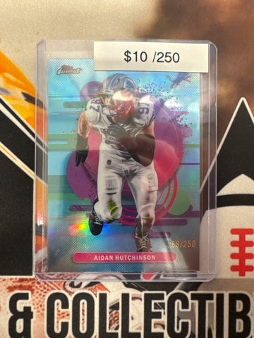 2025 Topps Finest NFL Aidan Hutchinson Uncommon Aqua Refractor /250