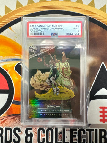2021 Panini One And One NBA Giannis Antetokounmpo Downtown PSA 9