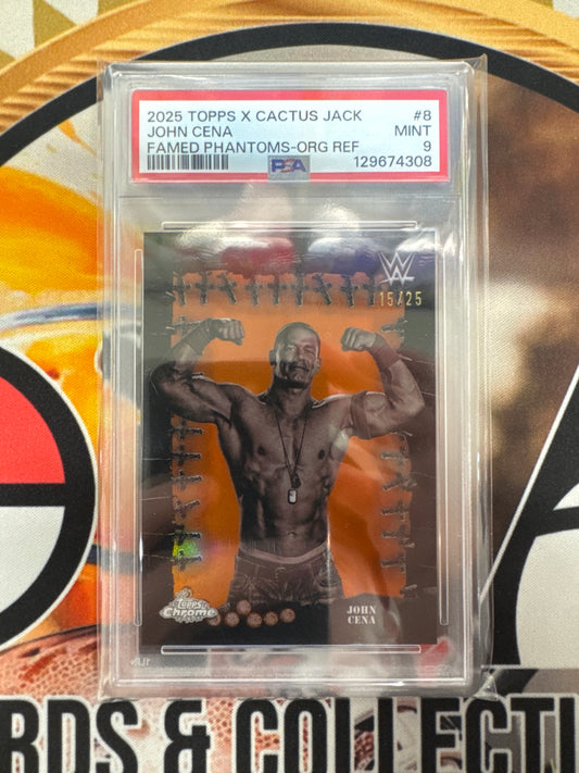 2025 Topps X Cactus Jack John Cena Famed Phantoms Orange Refractor /25 PSA 9