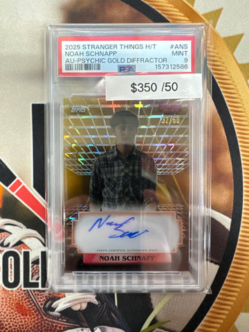 2025 Topps Stranger Things High-Tek Noah Schnapp Autograph Psychic Gold Diffractor /50 PSA 9
