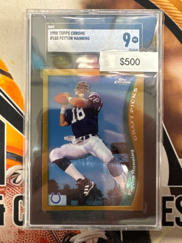 1998 Topps Chrome NFL Peyton Manning Draft Pick Rookie SGC 9