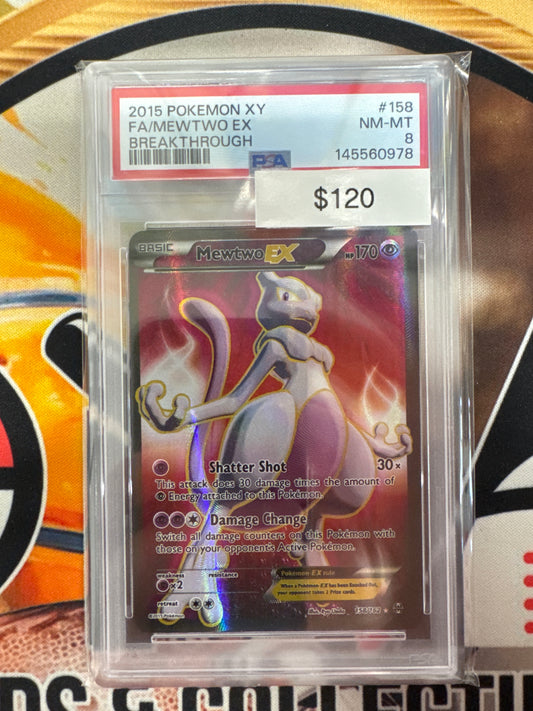 Pokemon Mewtwo EX 158/162 PSA 8